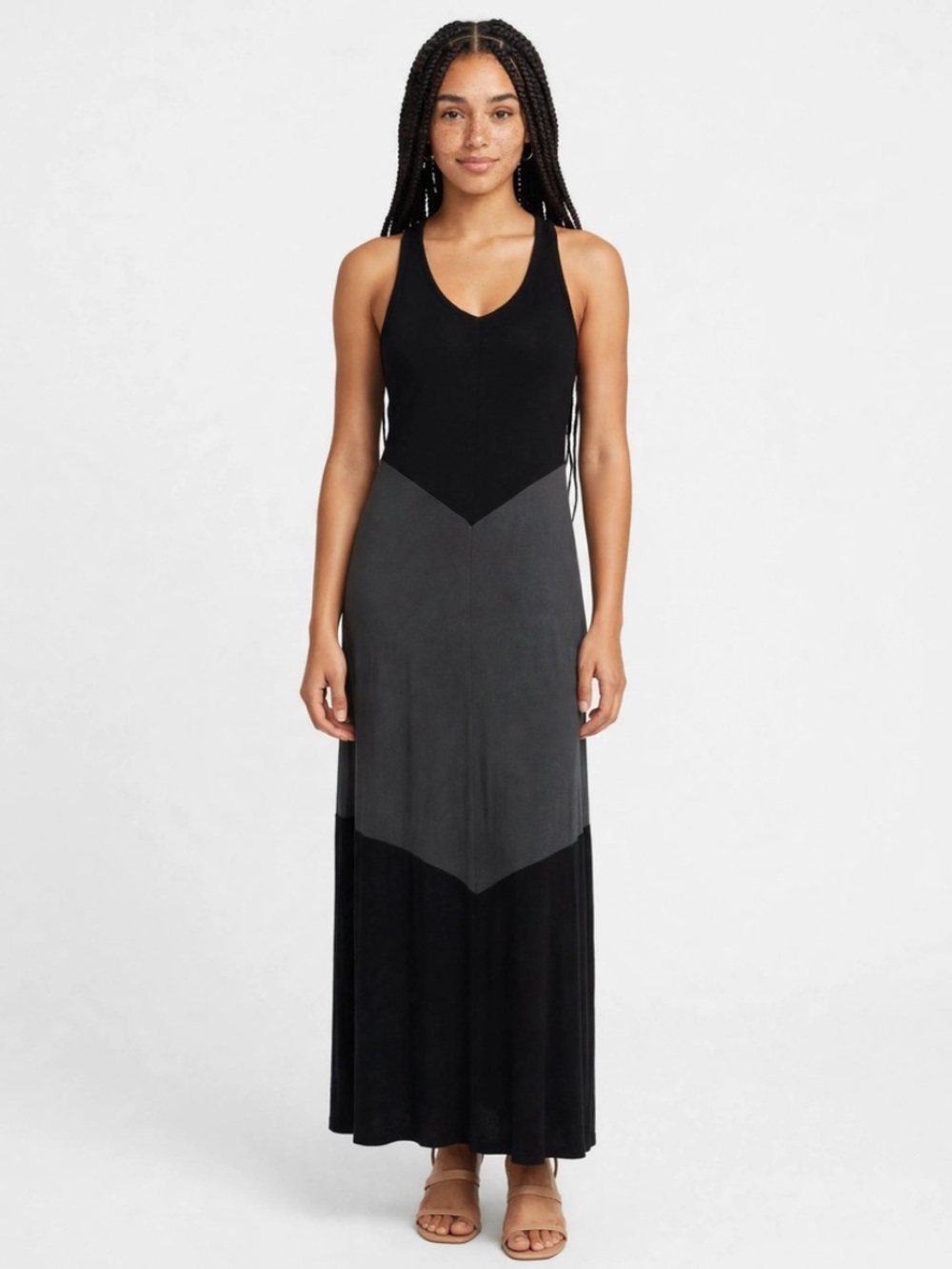 Monteau Black Maxi Dress with Sheer Panel